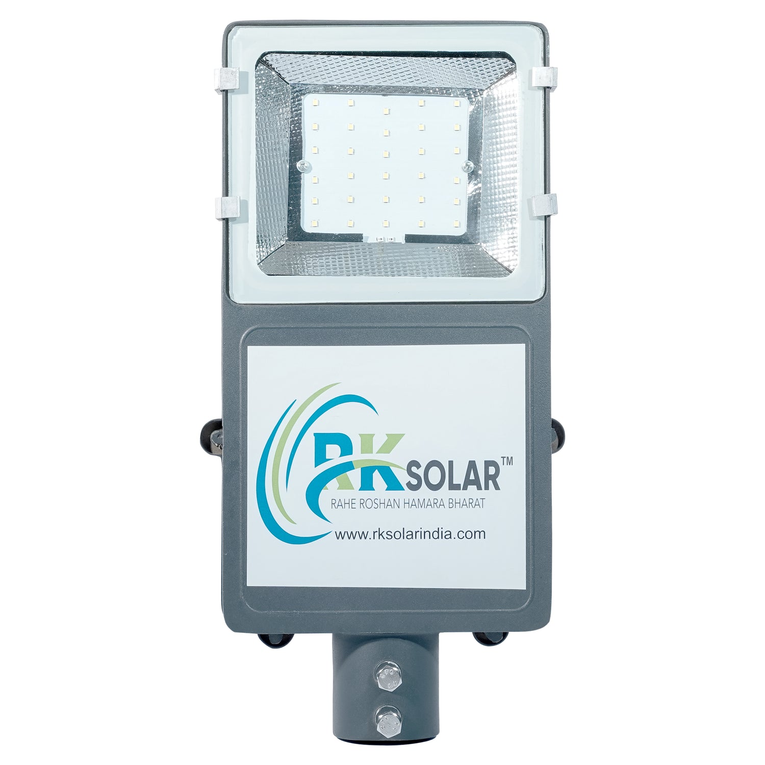 RKSSL-0007-RK 30 WATT SOLAR SEMI- INTEGRATED  STREET LIGHT INBUILT BATTERY HALF GLASS IP66 (ALLUMINIUM BODY)