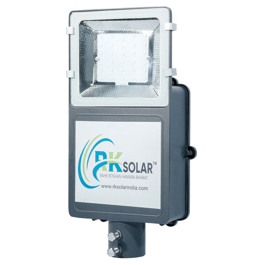 RKSSL-0007-RK 30 WATT SOLAR SEMI- INTEGRATED  STREET LIGHT INBUILT BATTERY HALF GLASS IP66 (ALLUMINIUM BODY)