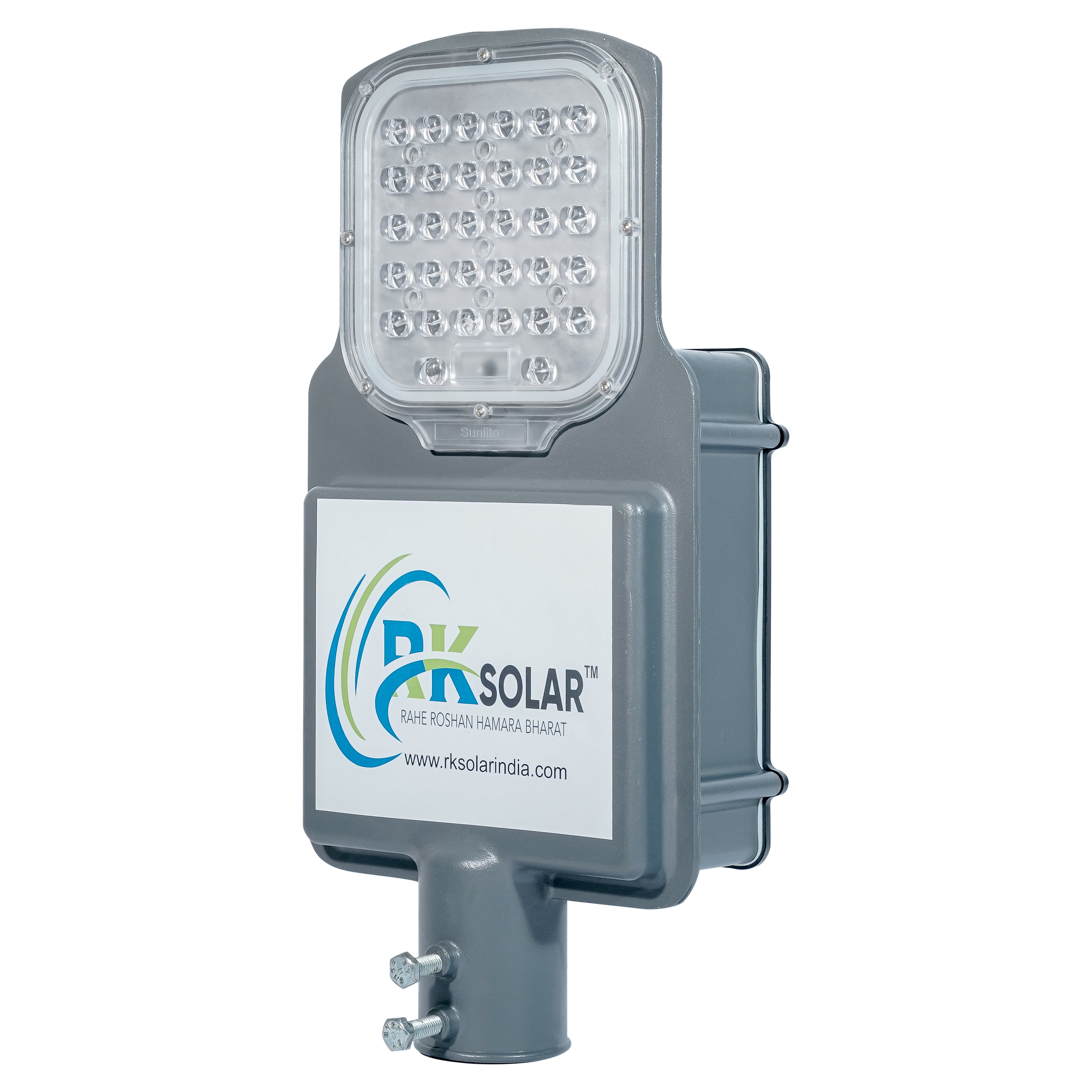 RKSSL-0008-LENS-RK 24 WATT SOLAR SEMI- INTEGRATED  STREET LIGHT INBUILT BATTERY LENS MODEL IP66 (ALLUMINIUM BODY)